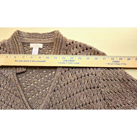 SWEATER-CHICO'S-Chunky Knit-Long Sleeves-Gold Brown-Metallic-CHICO'S SIZE 3/US L - Picture 10 of 16